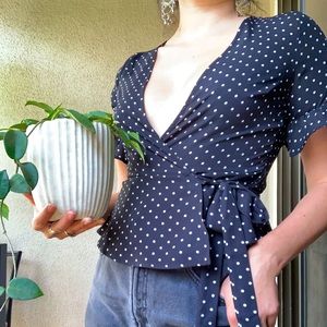 Forever 21 Polka Dot Wrap Blouse